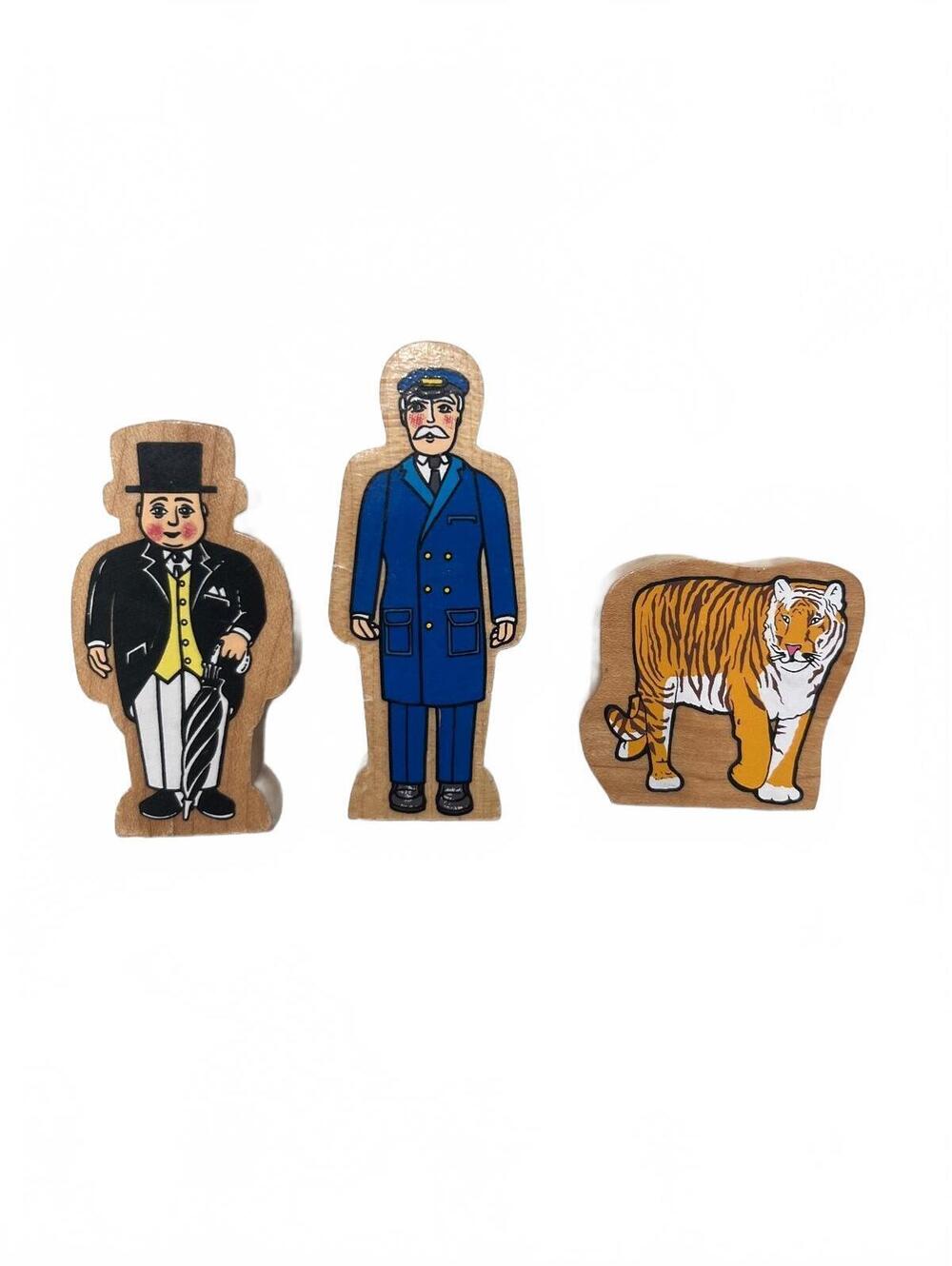 Vintage Sir Topham Hatt Engineer Tiger 3pc Lot Thomas & Friends Wooden Railway